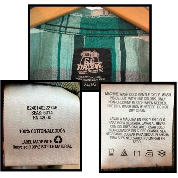 Route 66 Green Plaid With Snap Button Down Front - Picture 9 of 10